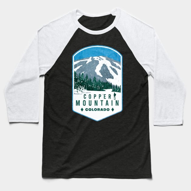 Copper Mountain Colorado Ski Badge Baseball T-Shirt by JordanHolmes